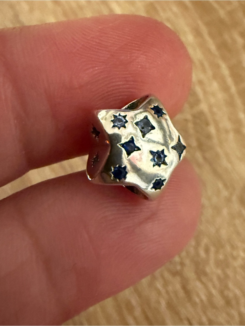 Silver Star Charm with Blue Accents - Women's Jewelry